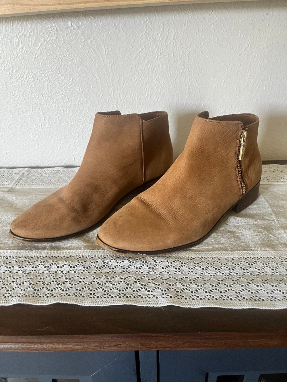 Women's ALDO Julianna Ankle Boots Medium Brown Block Heel Suede Size 11